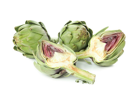 Fresh raw artichoke isolated on white background, a Food & Drink Photo by AtlasStudio