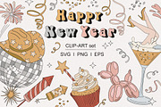 Retro Groovy New Year Party, a Decorative Illustration by @olga.angelloz (Thumbnail 1 of 2)