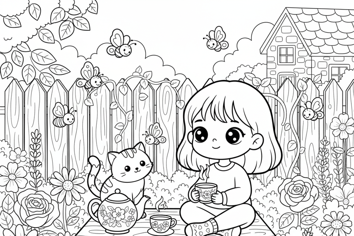 Cat Bestie Coloring Book Pages, an Illustration by one-touch (Photo 15 of 15)