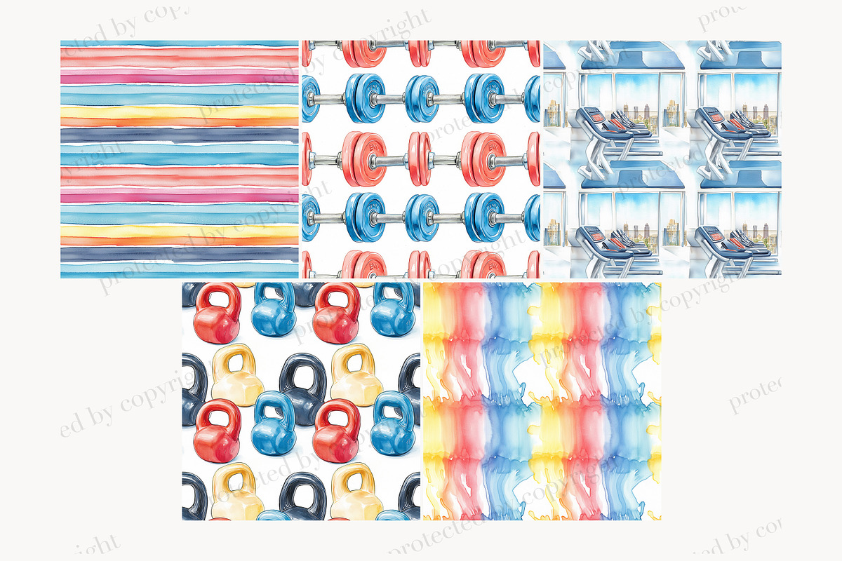 Fitness Digital Papers | Gym Workout, a Pattern Graphic by GlamArtZhanna (Photo 3 of 4)