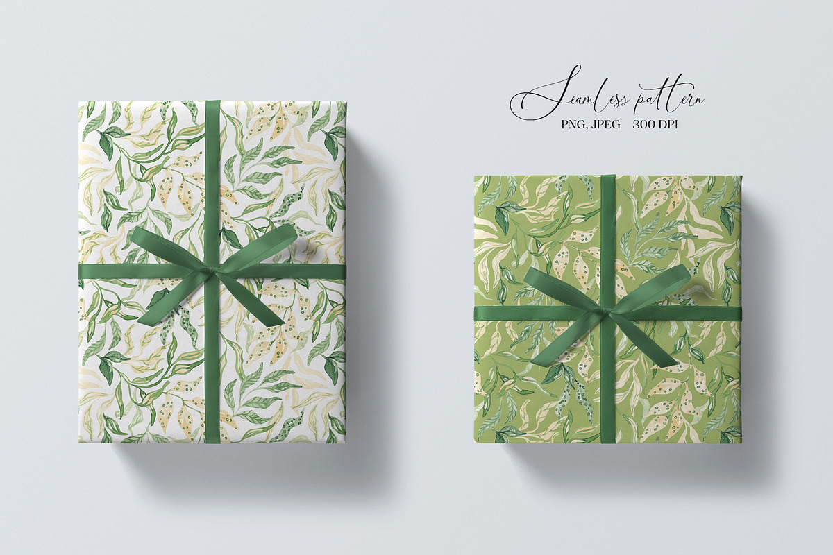 Watercolor Spring Foliage Pattern, a Pattern Graphic by SirenaArt (Photo 10 of 15)