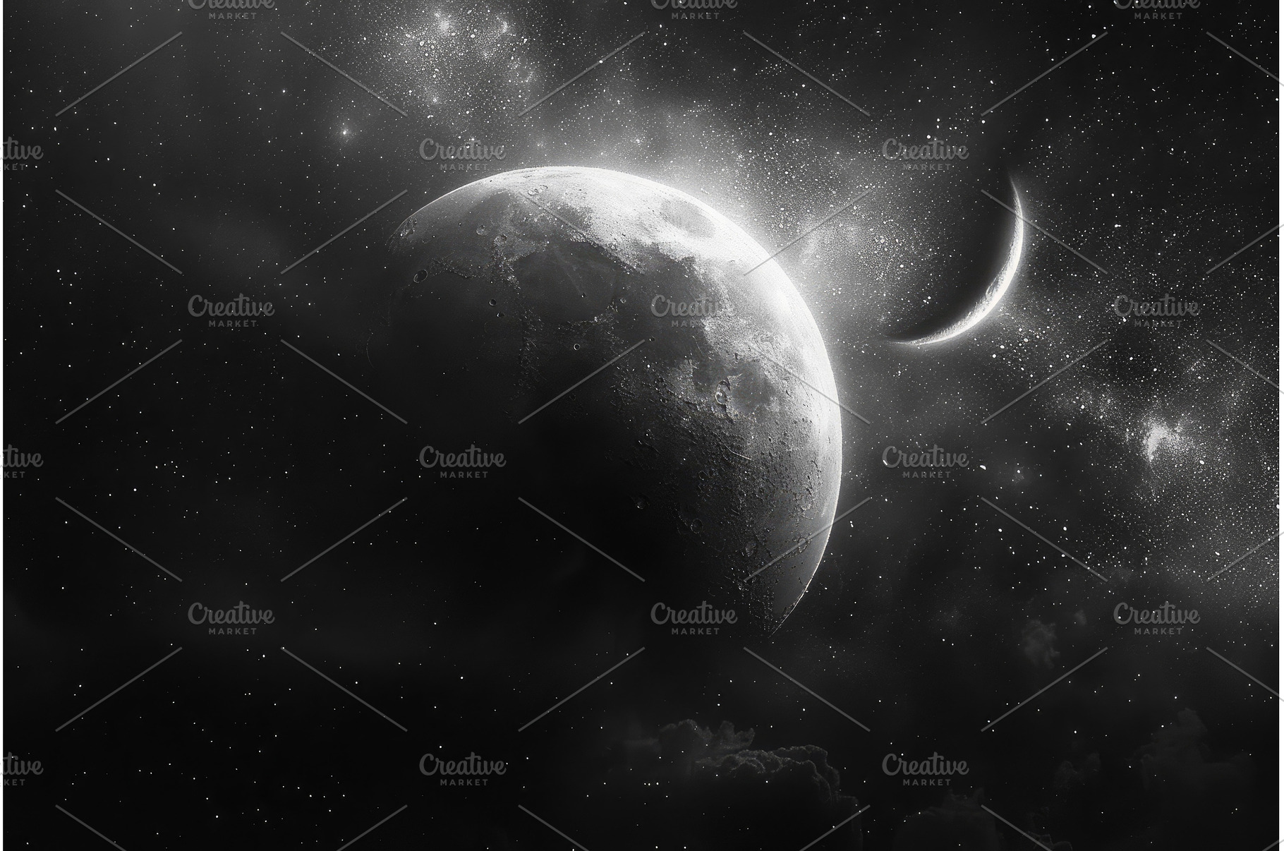 Celestial elegance, a moonlit galaxy, a Background Photo by Ylivdesign