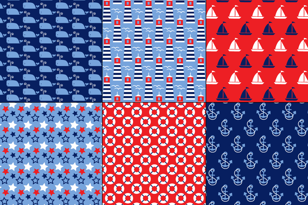 Seamless Nautical Patterns, a Pattern Graphic by Melissa Held Designs