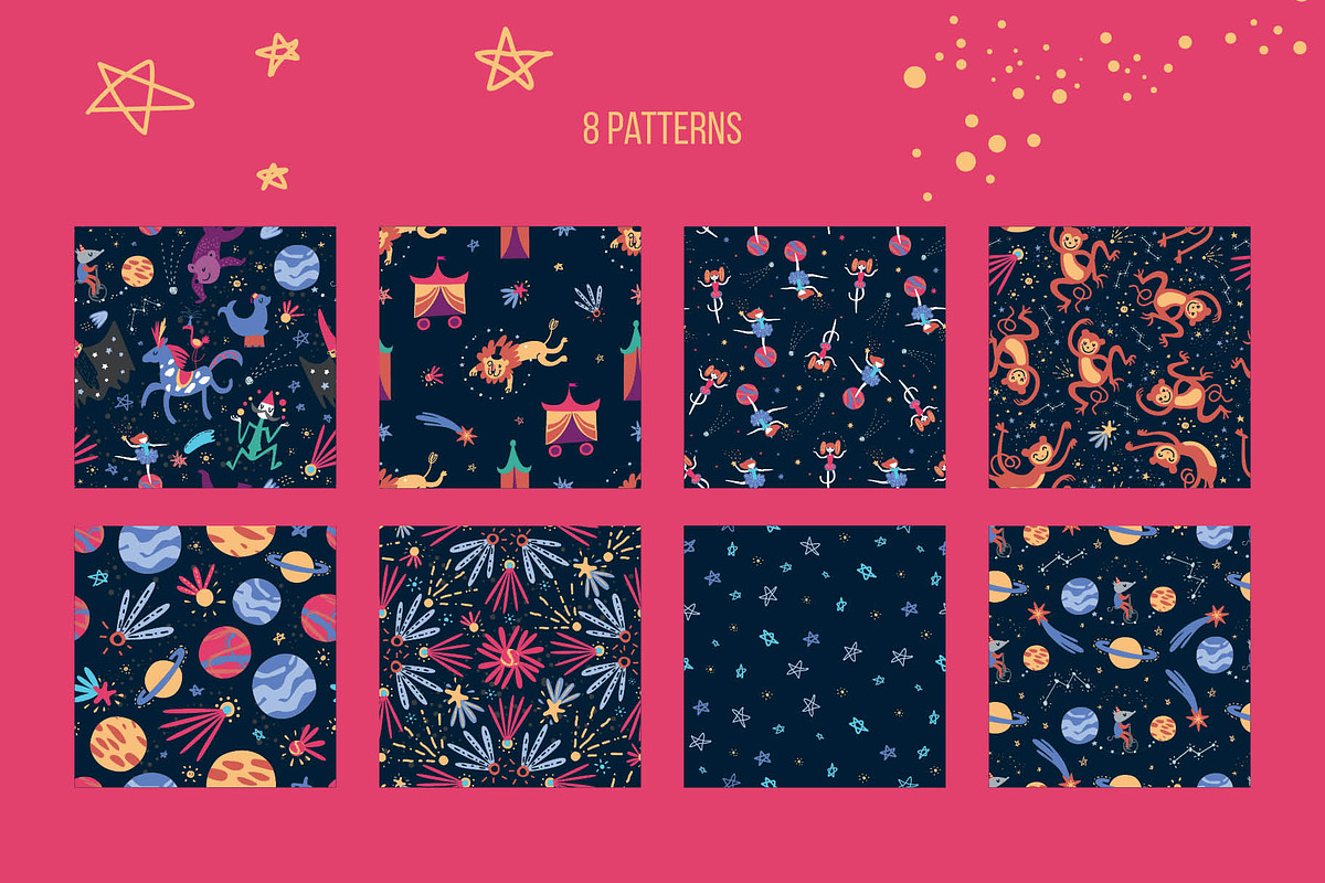 Space circus. Graphic set, an Animal Illustration by Maru_art (Photo 11 of 13)