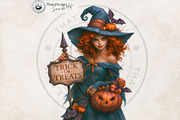 Halloween Little witches Cliparts, a Seasonal Illustration by ThatsDesignArt (Thumbnail 10 of 17)