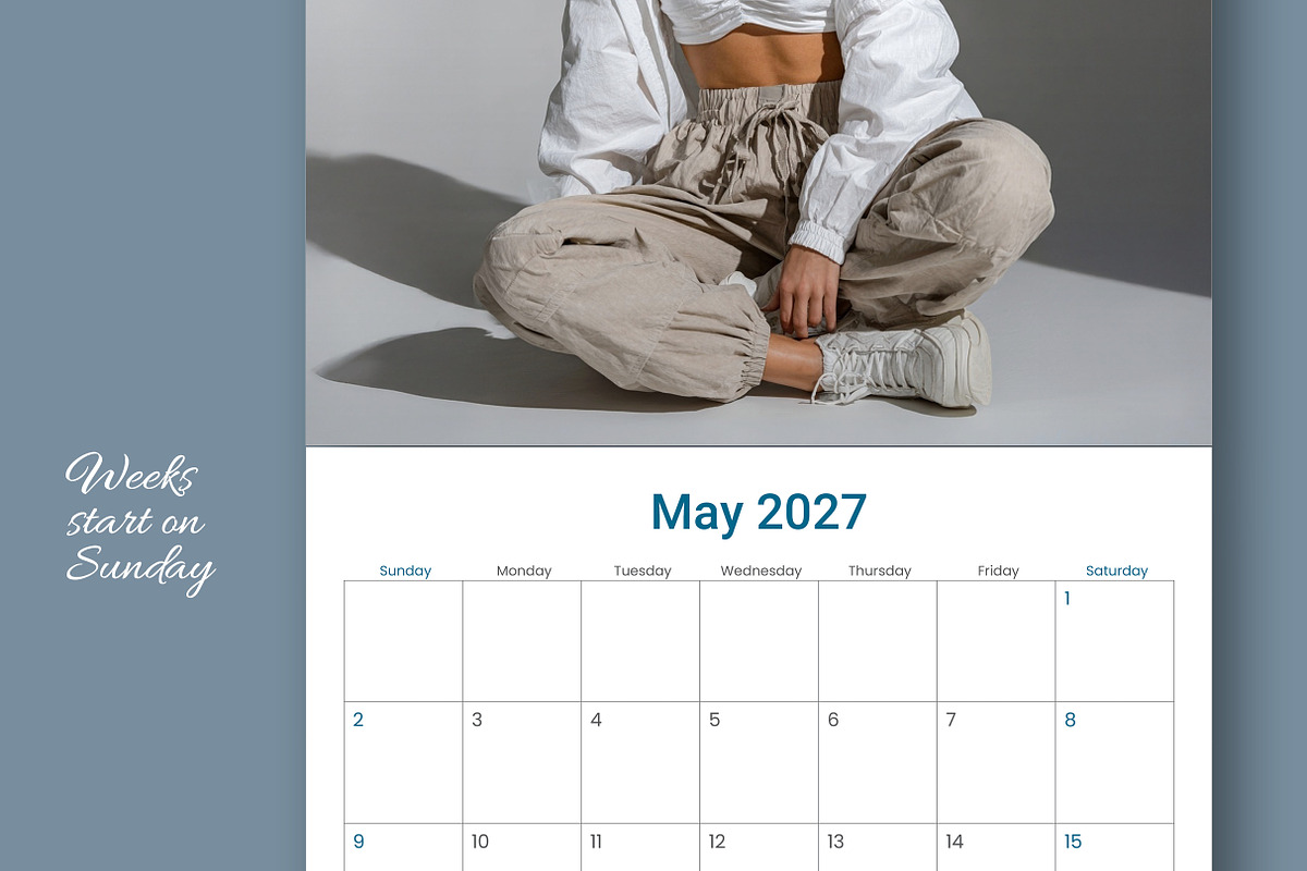 2027 Square Calendar InDesign Layout, a Stationery Template by R-studio (Photo 3 of 8)