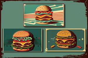 Retro Poster With Burgers. Vintage.