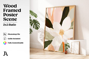Wood Framed Poster 2x3 PSD Mockup