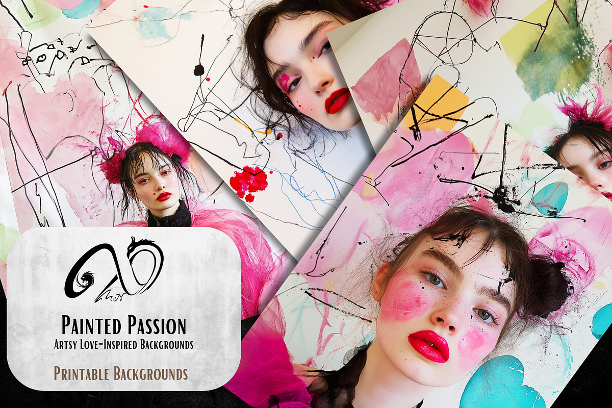 Painted Passion: Artsy Love Paper, a Background Graphic by NiiiNArt (Photo 5 of 8)