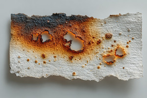 Burnt paper texture with holes and e, a Photo by Pixeness Studio