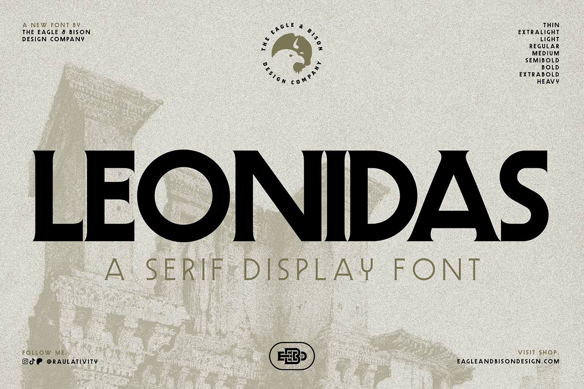 Leonidas, a Serif Font by Eagle & Bison Design Co. (Photo 1 of 6)