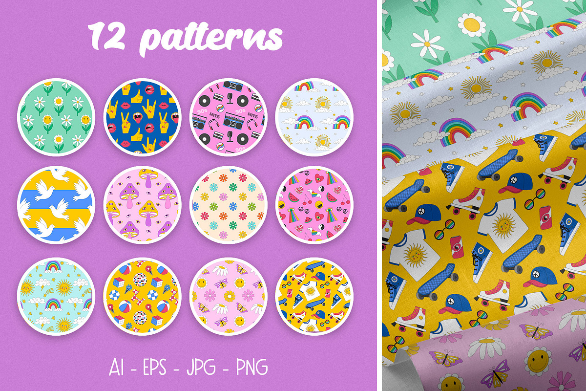 The 90s. Cliparts, cards, patterns, an Object Illustration by Valeria Soloveva (Photo 12 of 23)