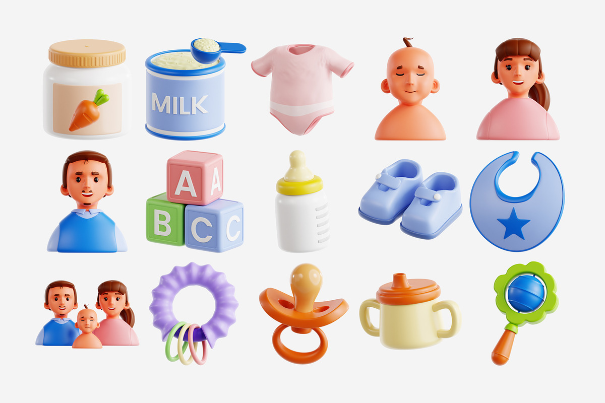 Parenting 3D Icon Set, a Furniture 3D Model by Eklip Studio (Photo 2 of 3)