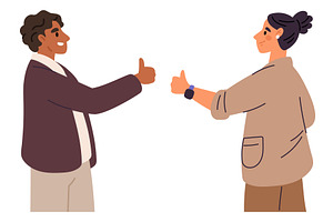 Man and woman give thumbs up. Sign, a Person Illustration by Vectorbuum