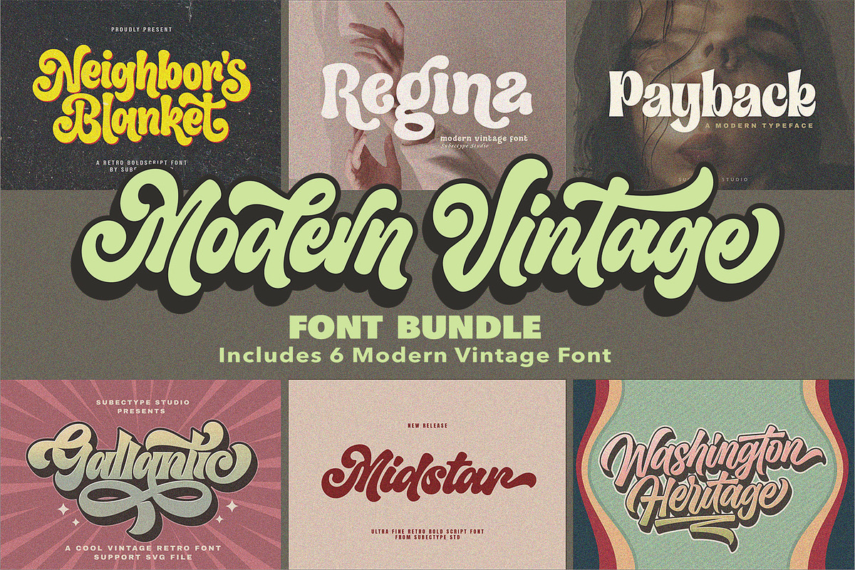 Modern Vintage - Font Bundle, a Script Font by Subectype Studio (Photo 1 of 9)