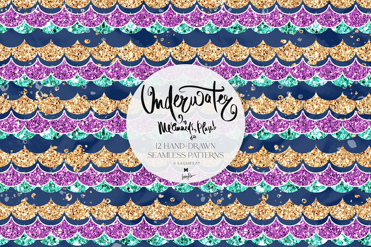 Underwater Glitter Seamless Patterns, a Pattern Graphic by KaramfilaS (Photo 14 of 15)