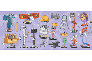 Cartoon groovy repair, DIY tools, an Object Illustration by Buch&Bee