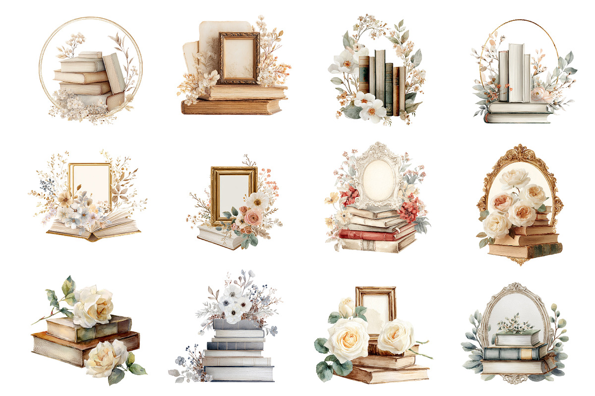 Watercolor White Books and Frames, a Seasonal Illustration by Designworld (Photo 4 of 8)