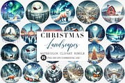 Christmas Landscapes Clipart, an Illustration by SinaCreation (Thumbnail 1 of 7)