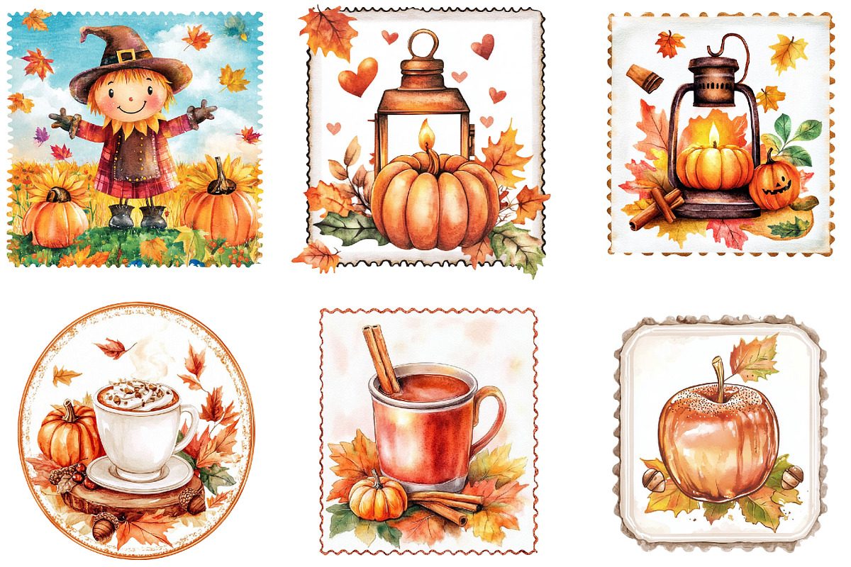 Fall Postage Stamp Clipart, a Seasonal Illustration by Designking (Photo 2 of 3)