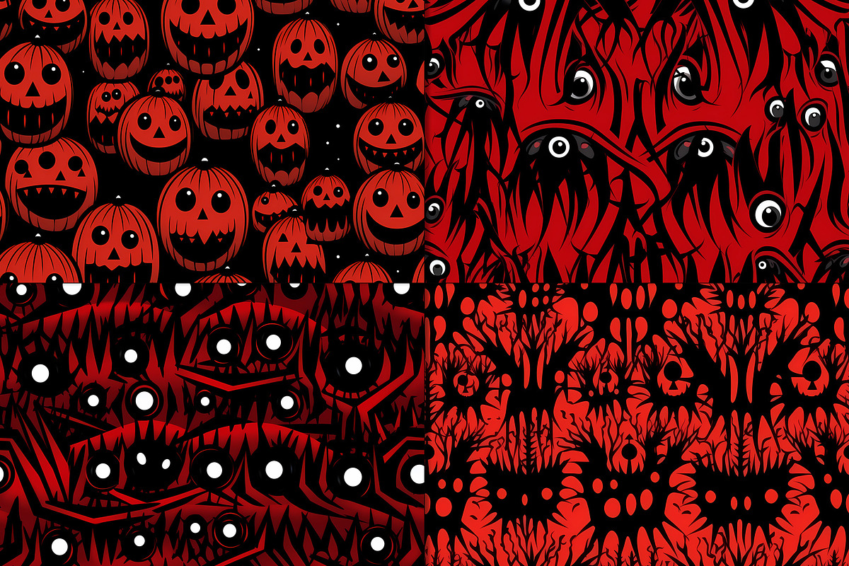 20 Seamless Red and Black Horror Set, a Pattern Graphic by Nordic Design (Photo 6 of 9)