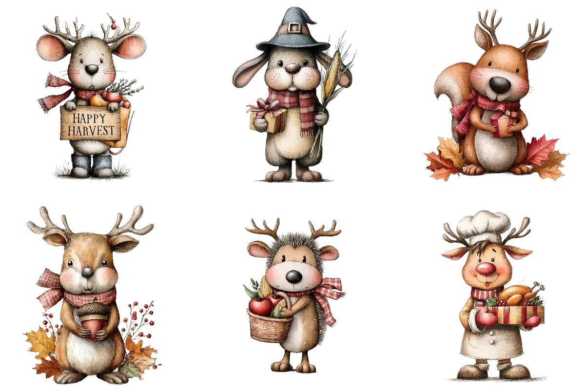 Whimsical Thanksgiving Clipart, an Illustration by DreamArtGraphic (Photo 4 of 5)