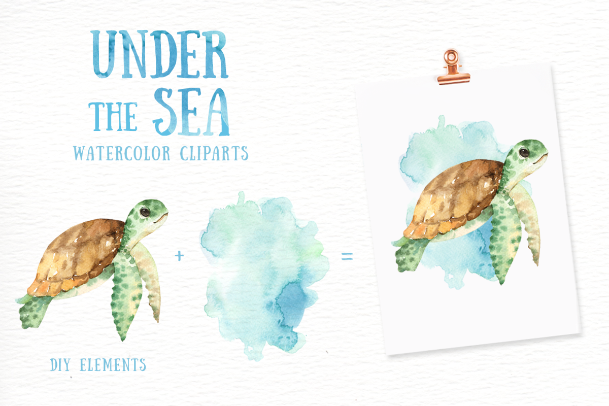 Under the Sea Watercolor Cliparts, an Animal Illustration by everysunsun (Photo 6 of 6)