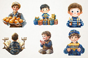 Menorah Boy, Hanukkah Art, Jewish, an Illustration by RobertsArt (Thumbnail 6 of 7)