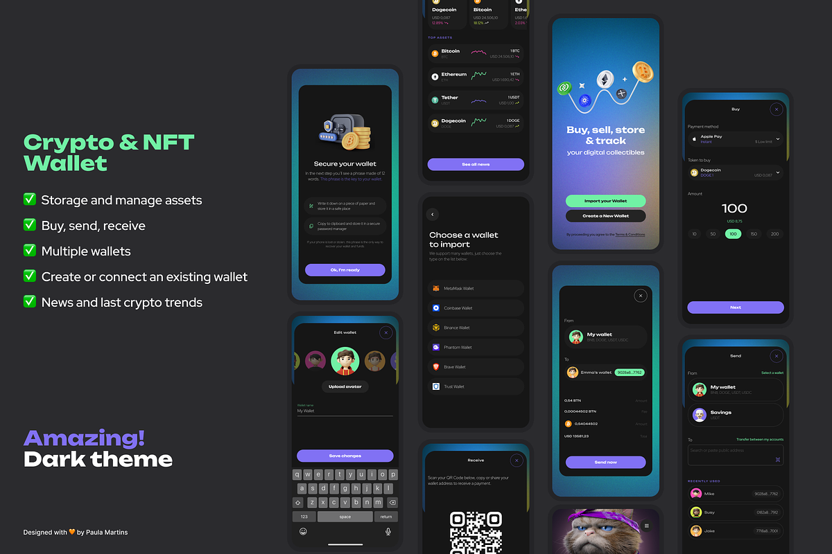 Crypto Wallet + AI Image Generator, an UI Kit Template by Paula M UI Store (Photo 3 of 6)