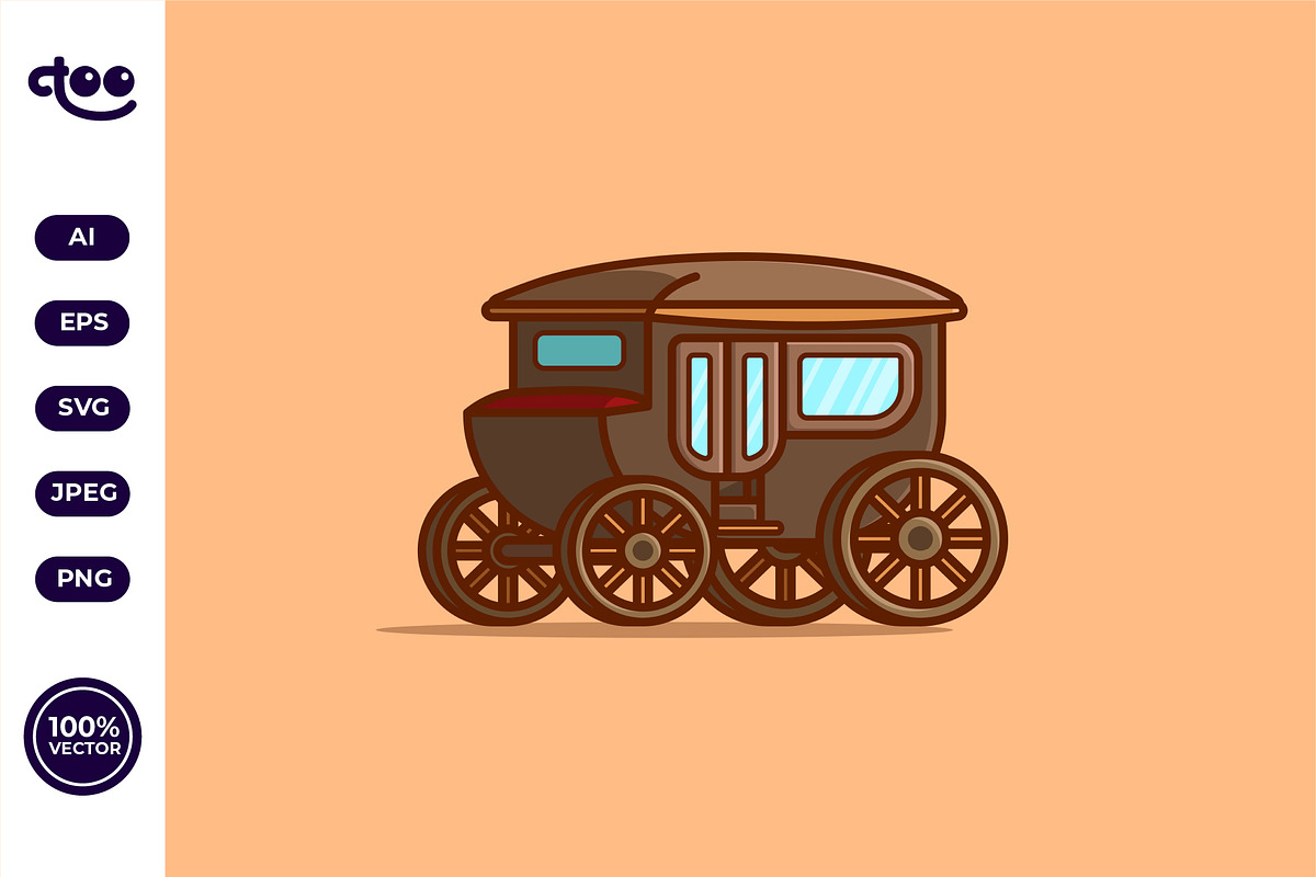 Simple Vintage Horse Carriage, a Transportation Illustration by Satisfactoons