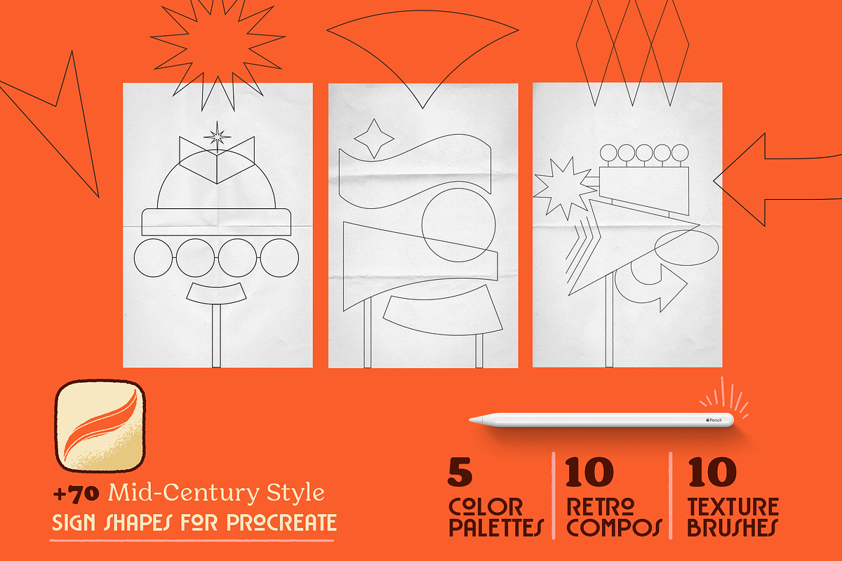 CompoBooster Procreate Retro Brushes, a Brushes & More by Nubikini Studio & Co. (Photo 2 of 7)