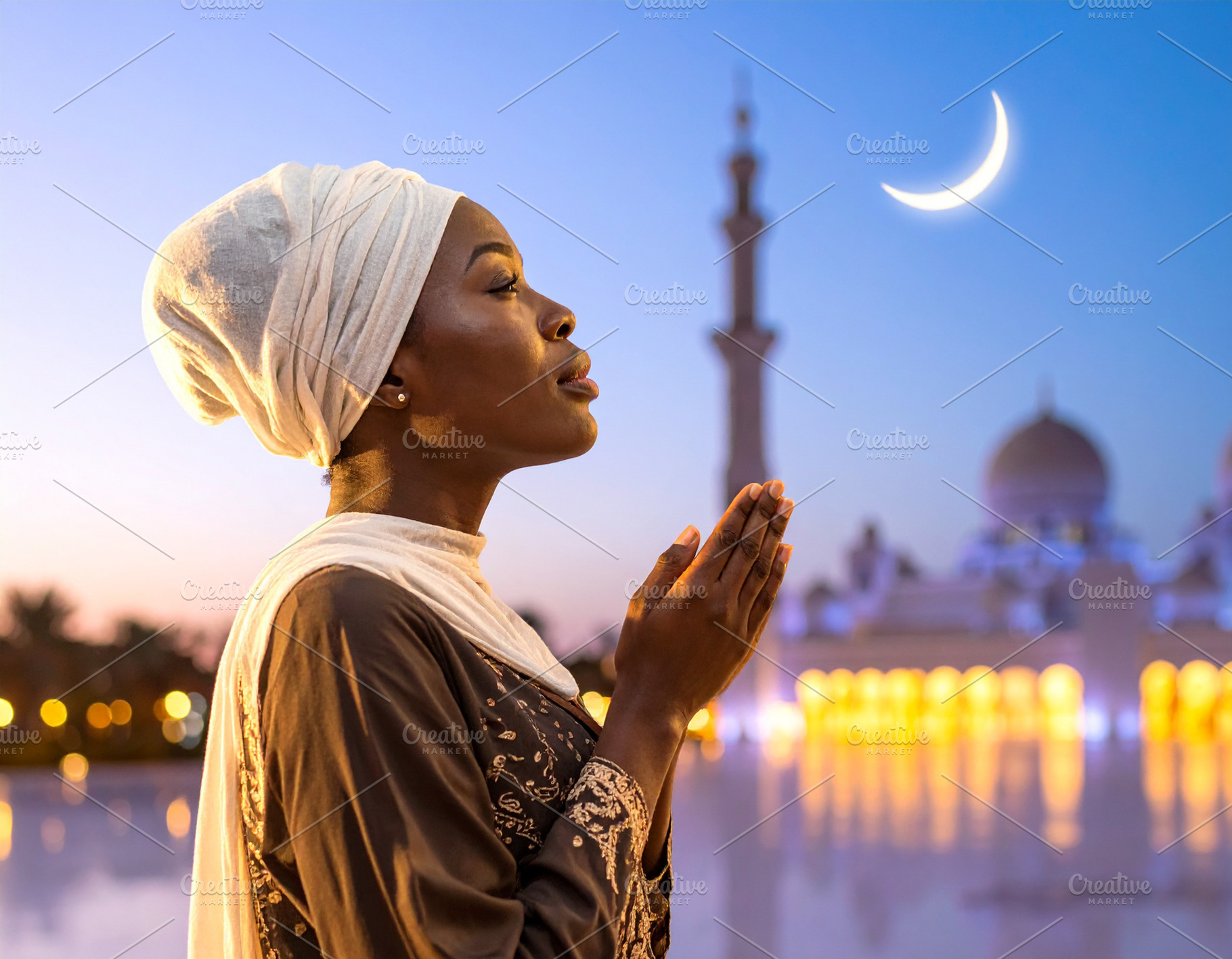 Serene ramadan prayer medium shot portrait, a Person Photo by DanFLCreativo