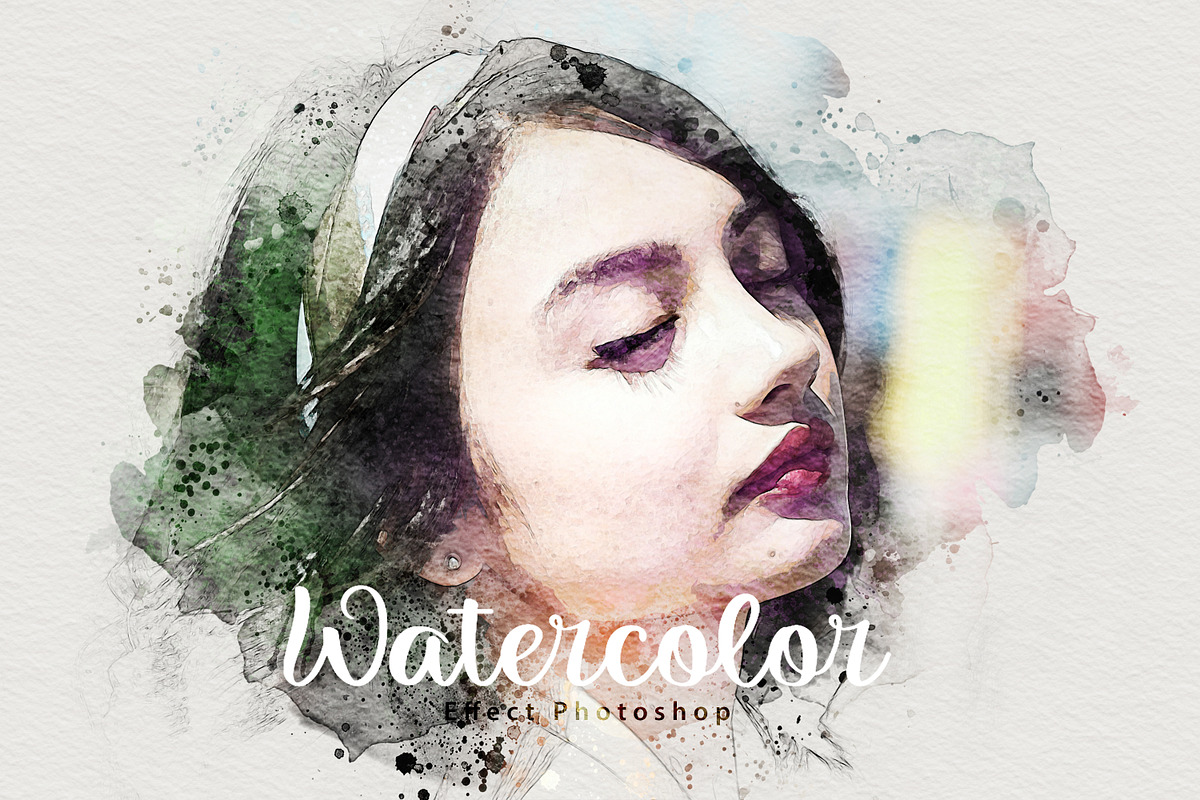 Realistic Watercolor Portrait Effect, image size:1200x800