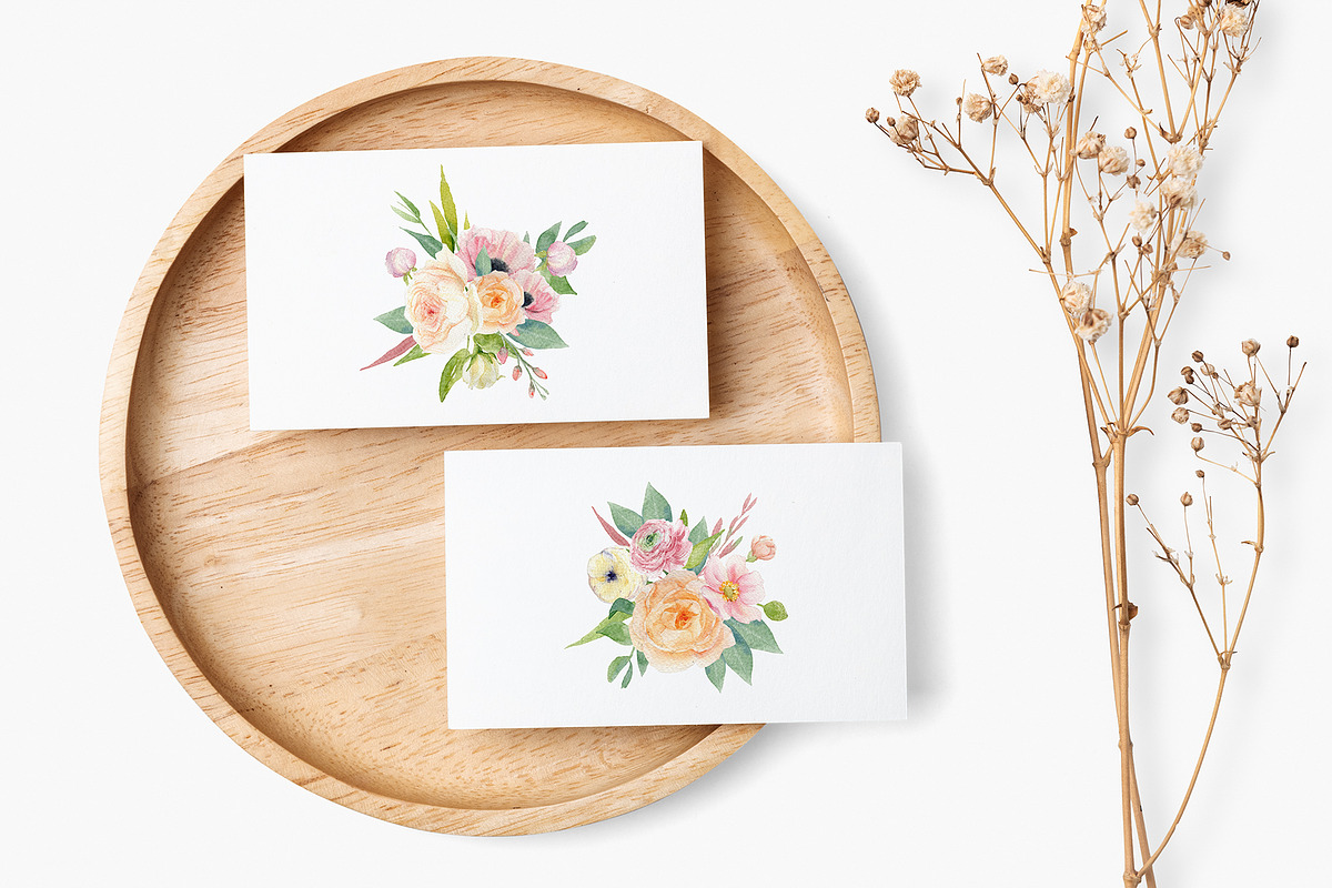 Pink Floral Mood. Watercolor Set, an Illustration by NiKO (Photo 2 of 6)