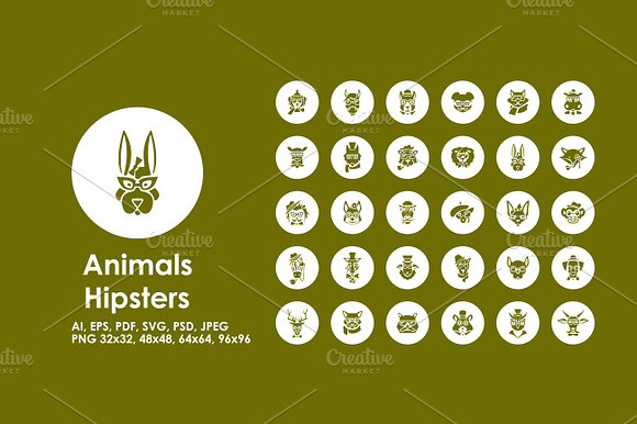 Animals Hipsters Simple Icons