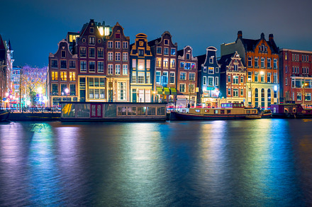Amsterdam at night the netherlands stock photo containing building and night