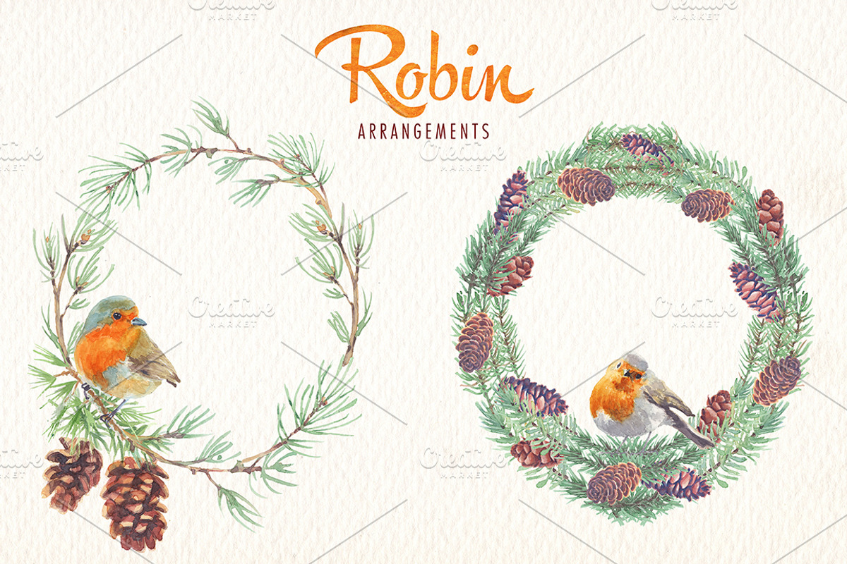 watercolor robin bird clipart, an Illustration by Art & Things (Photo 9 of 10)