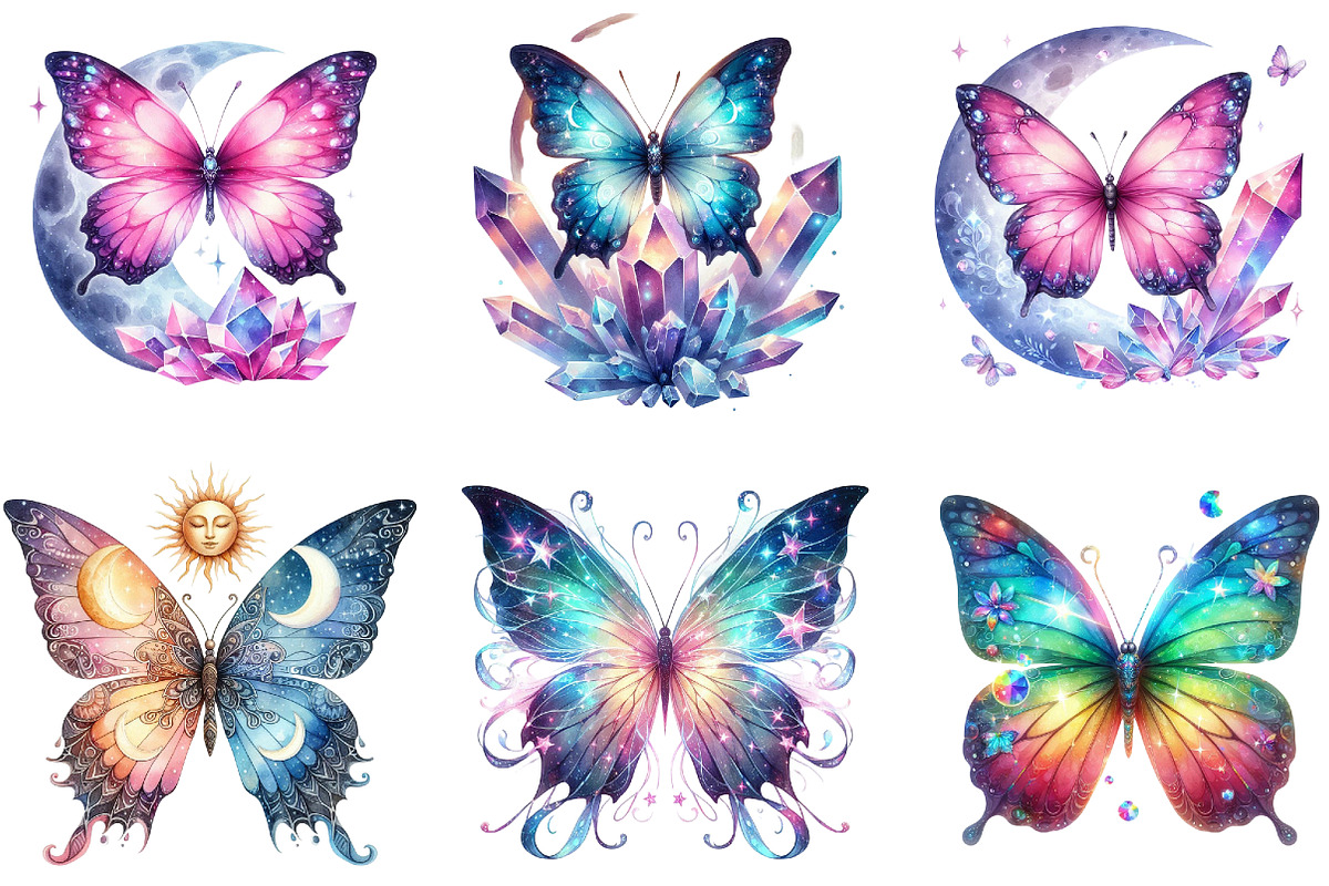 Magic Butterflies Clipart Bundle, an Illustration by DreamArtGraphic (Photo 3 of 6)