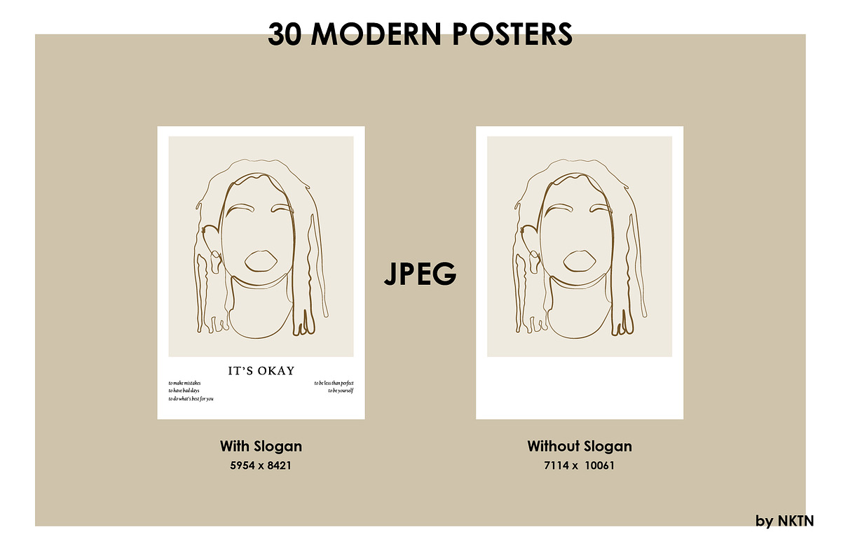 Modern Posters. Women line portraits, a Decorative Illustration by NKTN (Photo 8 of 9)