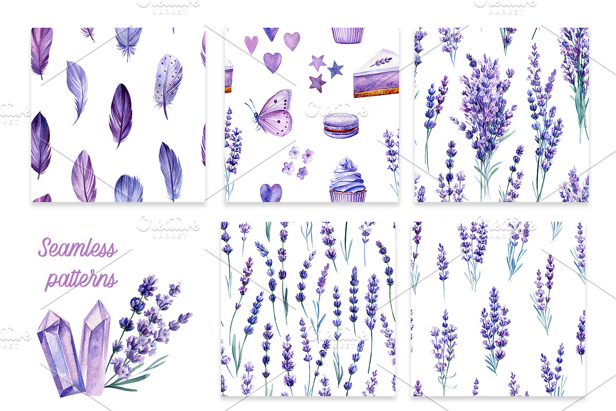 Lavender flowers watercolor, clipart, a Food Illustration by Hanna Hryharenka (Photo 9 of 17)