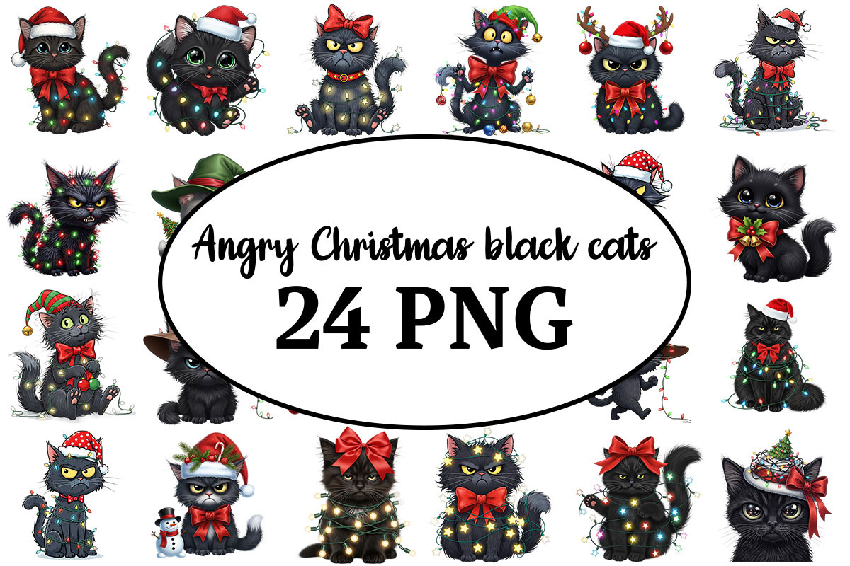 Angry Christmas black cats, an Object Graphic by Pixxel_Studio (Photo 6 of 6)