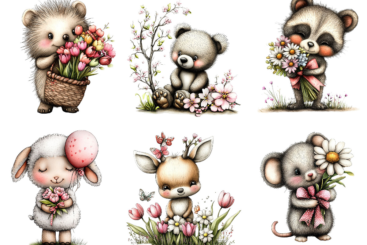 Whimsical Animals Spring Clipart, an Illustration by Designking (Photo 2 of 5)
