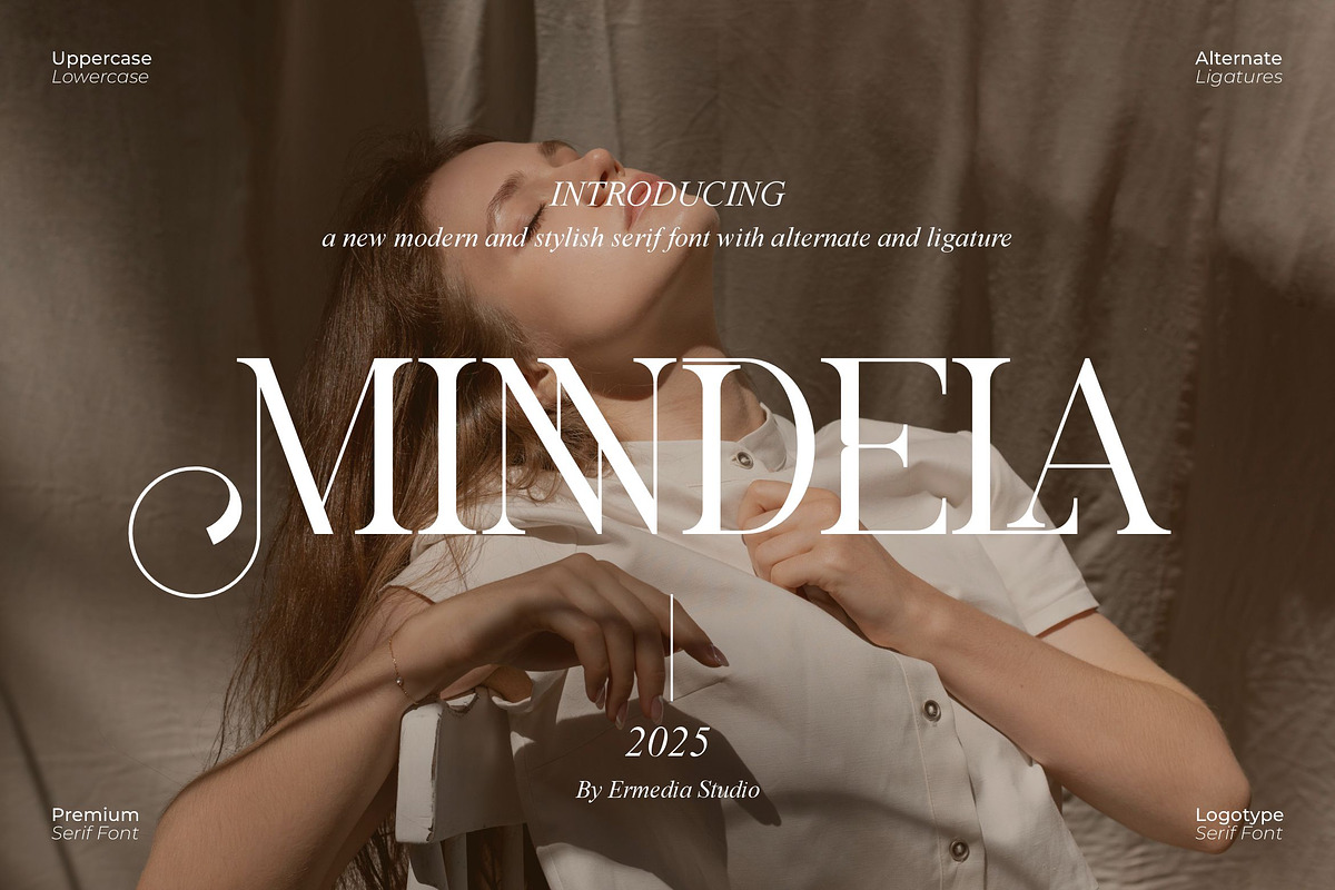 Minndela || Modern Serif Font, a Serif Font by Ermedia Studio (Photo 1 of 10)