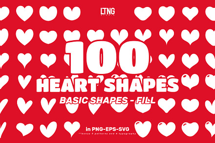 100 Heart Shapes Basic Fill