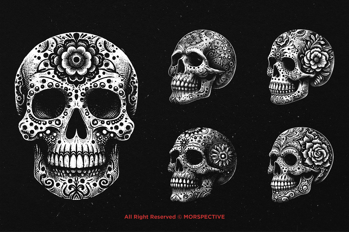 10 Bundle Dark Art Sugar Skull Death, an Illustration by Morspective (Photo 3 of 7)