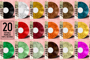 20 Marbled Vinyl Records - Mockup