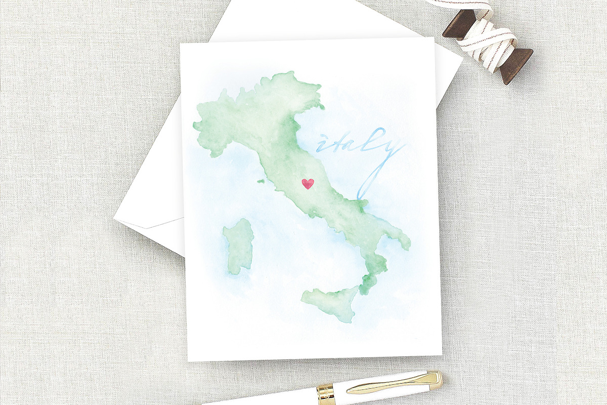 Watercolor Map of Italy, a Graphic by Beloved Paper (Photo 5 of 6)