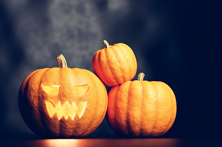 Halloween pumpkin glowing.
