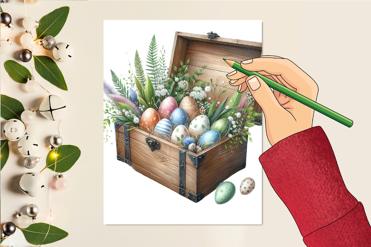 Wooden Easter Eggs Box Clipart, an Illustration by DreamCafeArt (Photo 4 of 6)