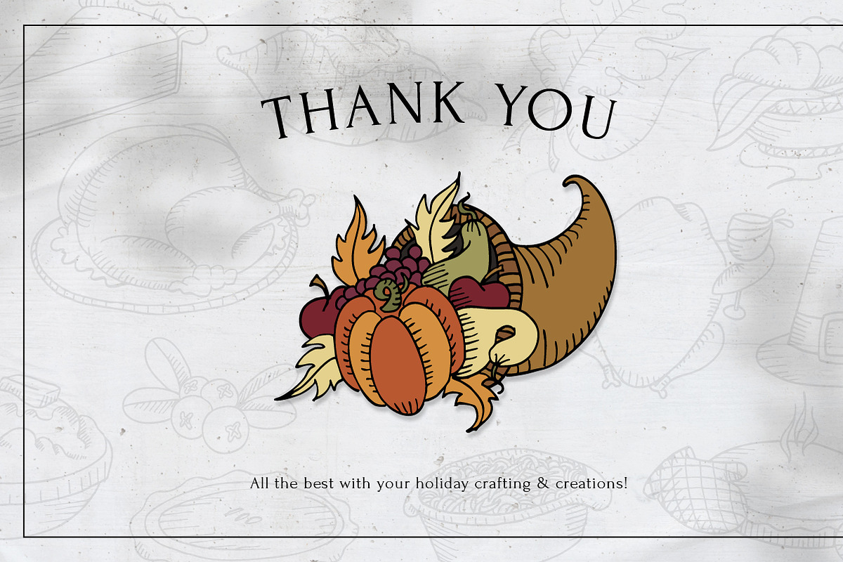 Hand Drawn Thanksgiving Images, a Seasonal Illustration by H&C Drawings & Designs (Photo 15 of 15)